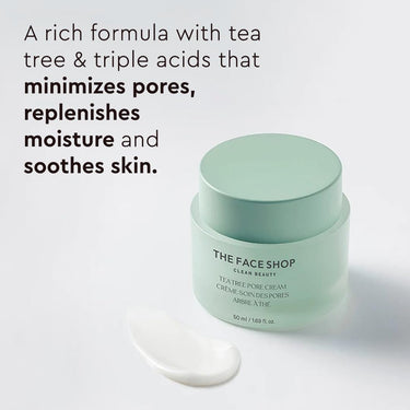 The Face Shop Tea Tree Pore Cream | Fresh Moisturizer Soothes Skin Irritation & Reduce Heat Inside Skin | Gently Removes Dead Skin & Impurities | Appropriate for Trouble Skin |50ml, K-Beauty
